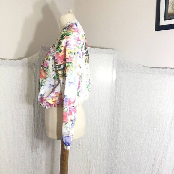 H&M Floral Print Bomber Lightweight Jacket Size 6 - Picture 3 of 8